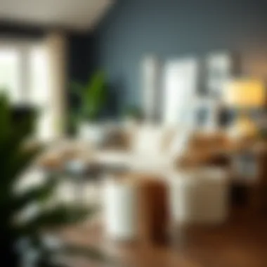 Stylish Target fabric bins in a modern living room setting