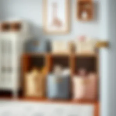 Target fabric bins used in a nursery for toys and essentials