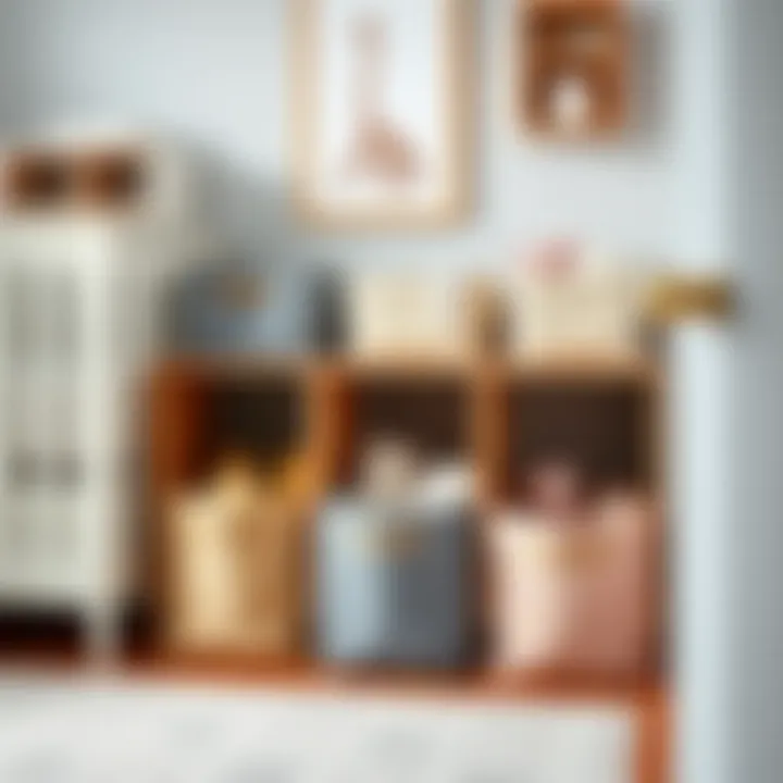 Target fabric bins used in a nursery for toys and essentials