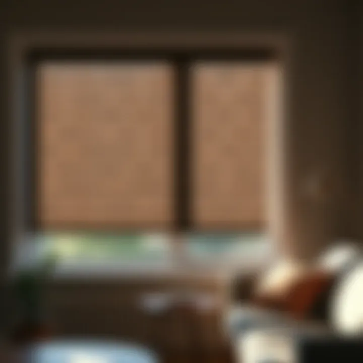 Light filtering through modern window shades in a cozy room