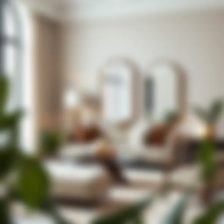 Placement of long octagonal mirrors in modern decor