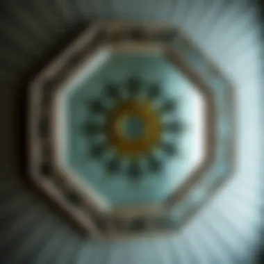 Close-up of intricate design on octagonal mirror