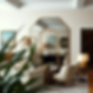 Long octagonal mirror enhancing a cozy living space