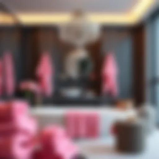 Luxurious pink towels elegantly displayed in a modern bathroom setting