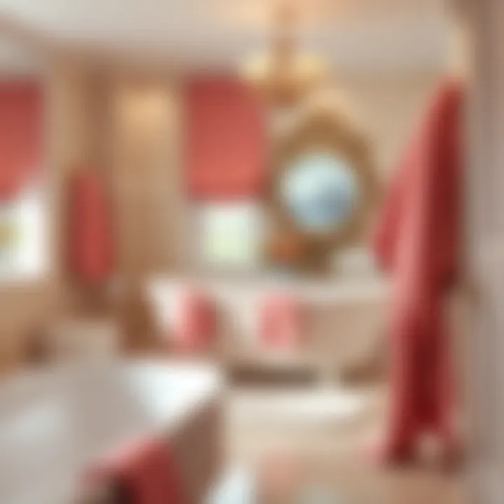 A serene bathroom atmosphere highlighted by pink luxury towels and elegant decor