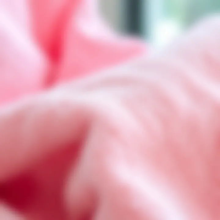Close-up of soft pink towel fabric showcasing its texture and quality