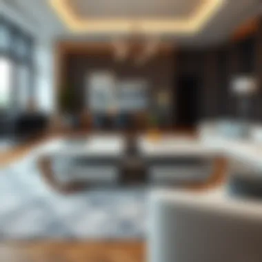 A stylish living room featuring an elegant extensible coffee table