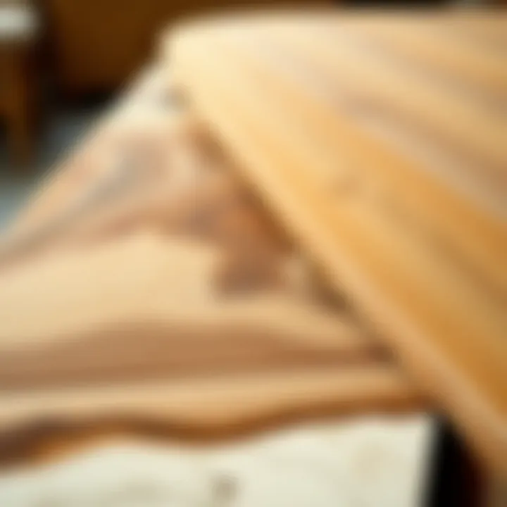 A close-up of various materials used in extensible table designs