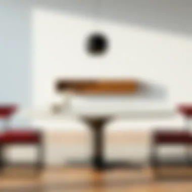 A sleek modern extensible dining table showcasing its expandable feature