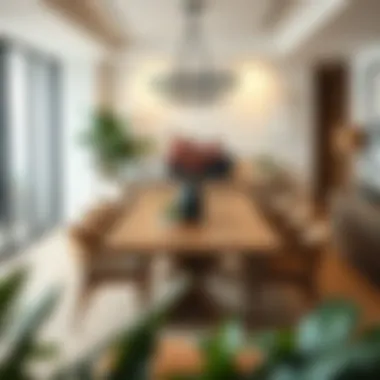 A transformed dining space with an extensible table accommodating more guests