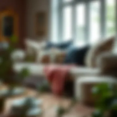 Stylish day bed adorned with cushions and throws