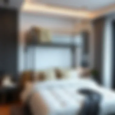 Aesthetic appeal of a double bed with single bunk in a contemporary interior