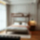 Elegant design showcasing a double bed with a single bunk overhead in a stylish bedroom