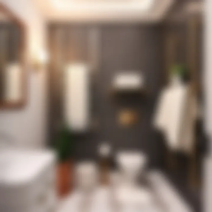 Organized bathroom space featuring elegant towel racks