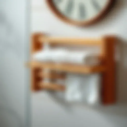 Stylish towel rack made of wood with modern design