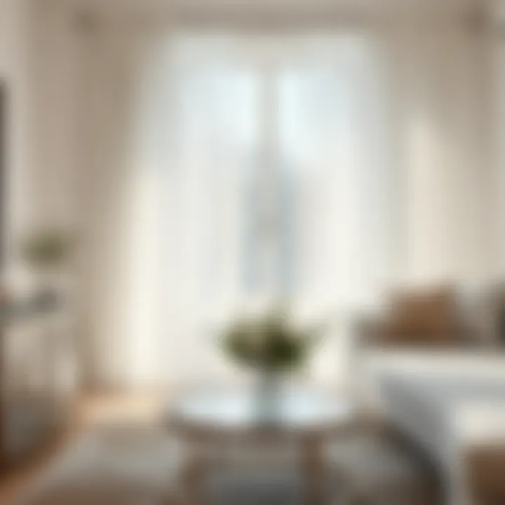 Serene Light Play Example of light filtering through white and silver curtains creating a serene atmosphere