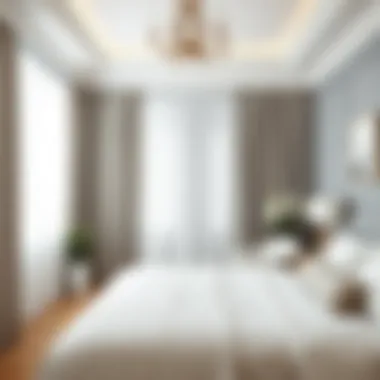 Chic Bedroom Aesthetics Stylish installation of white and silver curtains in a chic bedroom setting