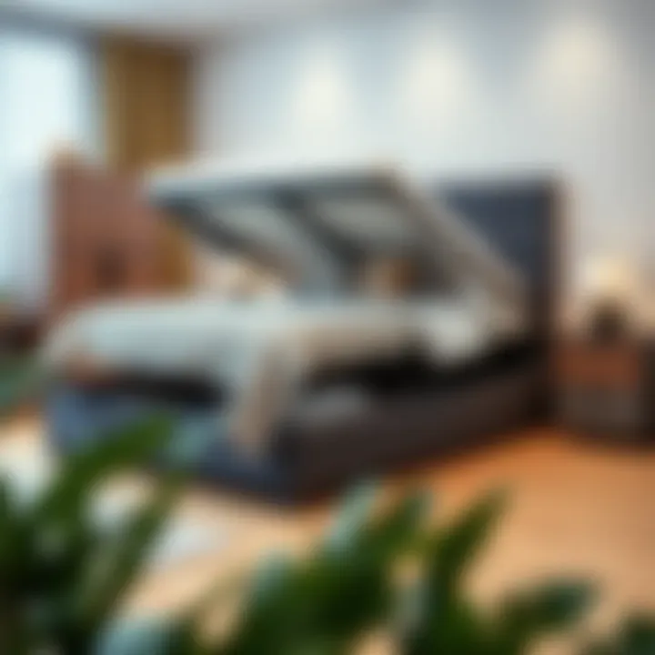 Functional lifting bed base showcasing storage features