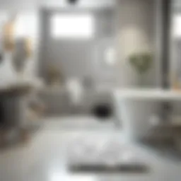 Elegant gray bath mat set displayed in a luxurious bathroom setting