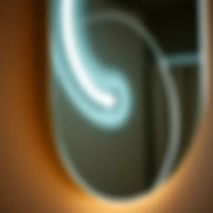 Close-up of a stylish mirror showcasing innovative light technology