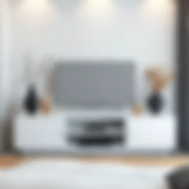 Stylish white TV table with decorative elements