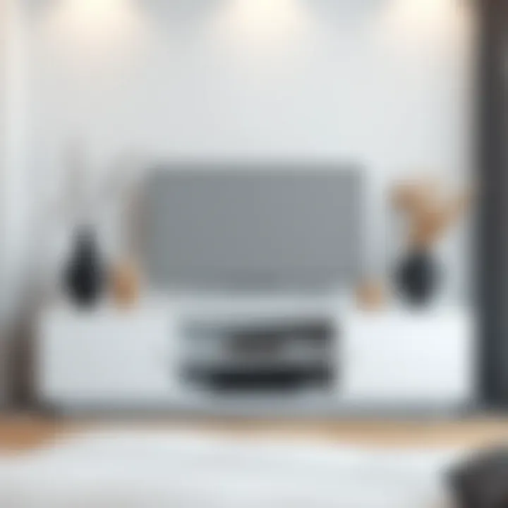 Stylish white TV table with decorative elements