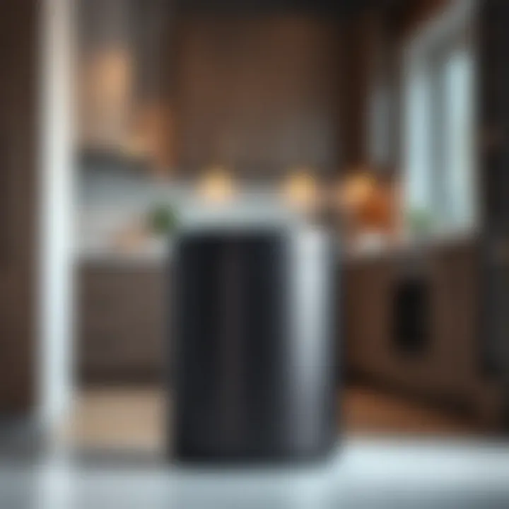 Sleek Modern Mini Trash Can in Kitchen Sleek modern mini trash can in a stylish kitchen setting