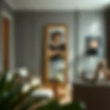 Elegant standing leaning mirror in a modern living room setting