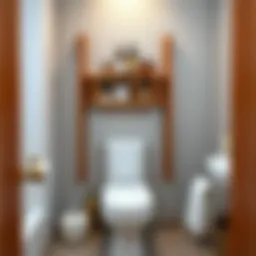 Elegant wooden toilet rack with decorative items