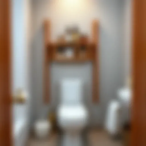 Elegant wooden toilet rack with decorative items