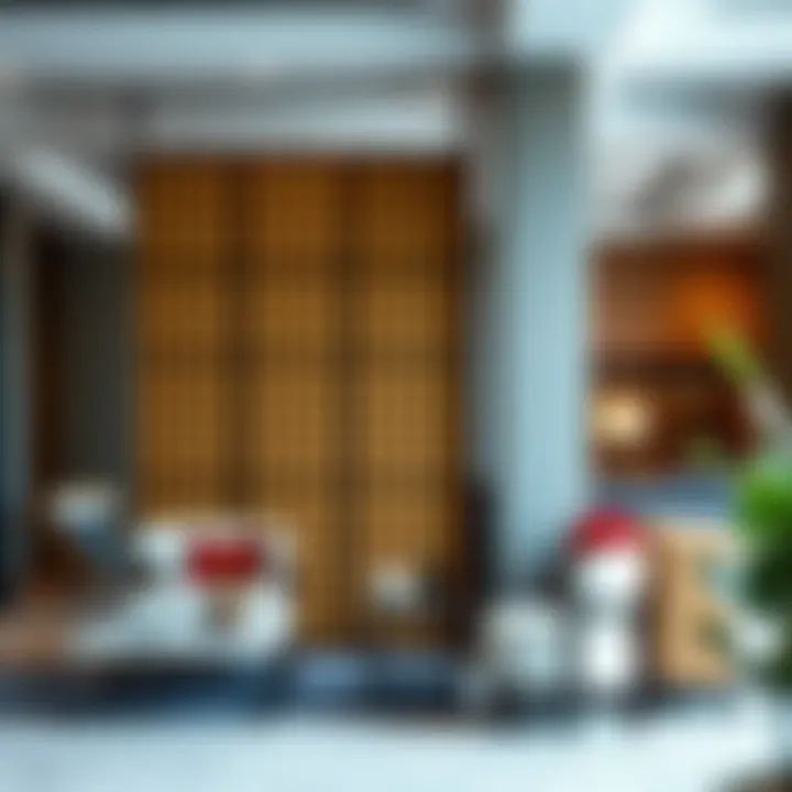 Shoji Divider in a Commercial Interior Stylish shoji room divider enhancing a commercial interior with cultural elegance