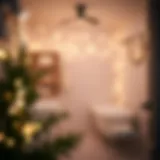 Charming bathroom illuminated with fairy lights