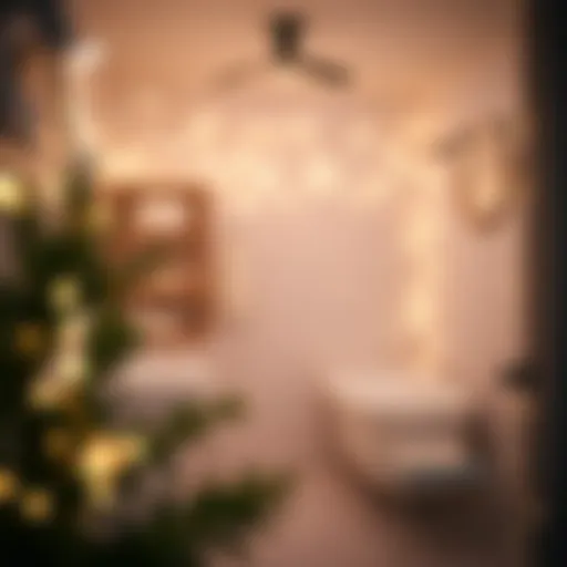 Charming bathroom illuminated with fairy lights