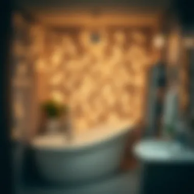 Ambient lighting created by fairy lights in a cozy bathroom