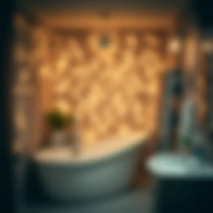 Ambient lighting created by fairy lights in a cozy bathroom