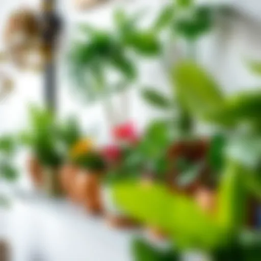 A vibrant collection of indoor potted plants arranged elegantly on a shelf