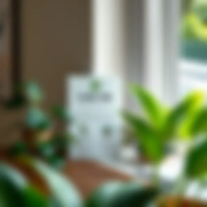 A guide on plant care tips displayed next to a thriving indoor plant