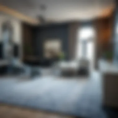 Gray area carpet paired with contemporary furniture design