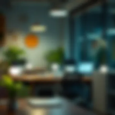 Practical application of LED lights in a commercial workspace