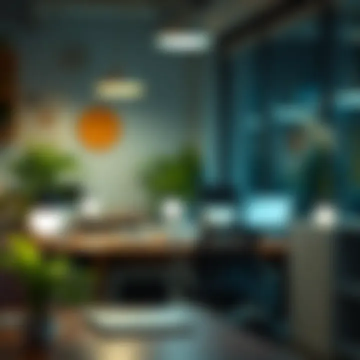 Practical application of LED lights in a commercial workspace