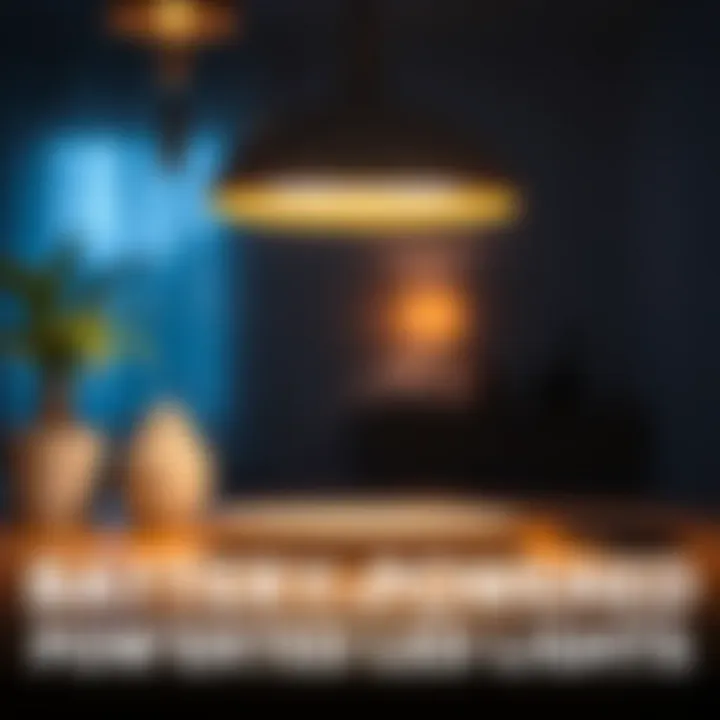 Close-up view of battery-powered LED light showcasing design features