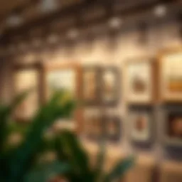 Elegant display of artworks using picture rail hooks