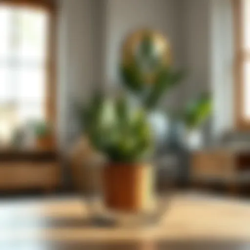 An elegant metal plant basket showcasing a minimalist design.