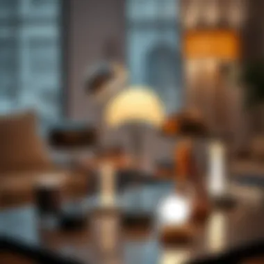 Various styles of cordless lamps displayed on a stylish table