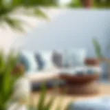 Stylish outdoor cushion arrangement on a patio