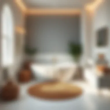 Cozy bathroom featuring a 24 round bath rug in a serene color palette