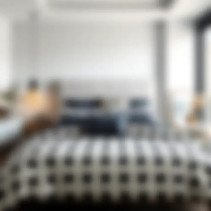 Modern Bedroom with Polka Dot Comforter Elegant black and white polka dot comforter set displayed in a modern bedroom