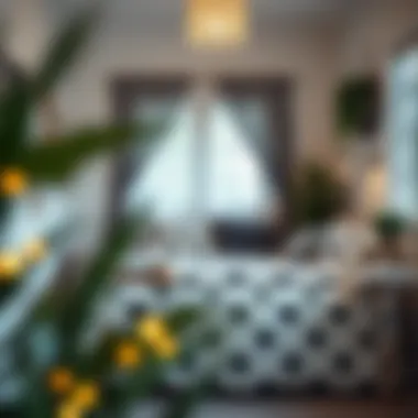 Cozy Reading Nook with Polka Dot Comforter Cozy reading nook featuring a black and white polka dot comforter set