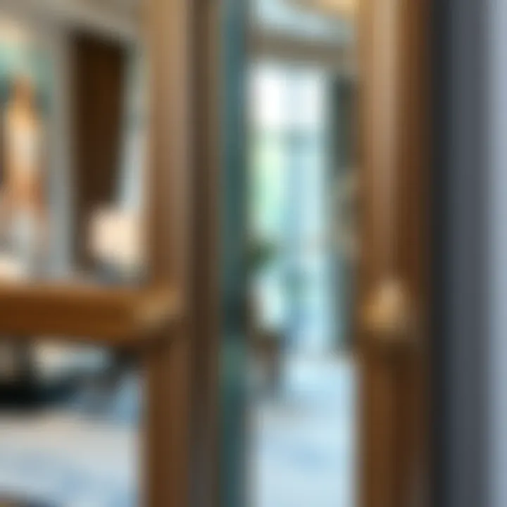 Close-up of a shatterproof mirror showcasing intricate frame details