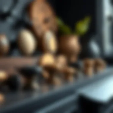 Artistic Display of Navy Knobs in Different Materials Navy knobs in various materials displayed artistically